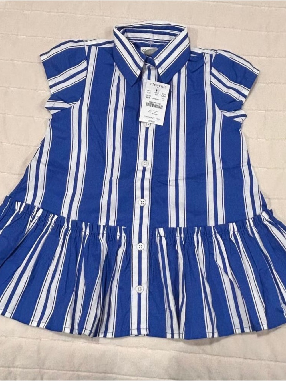 Crewcuts Royal Blue and White Striped Button-Front Shirt